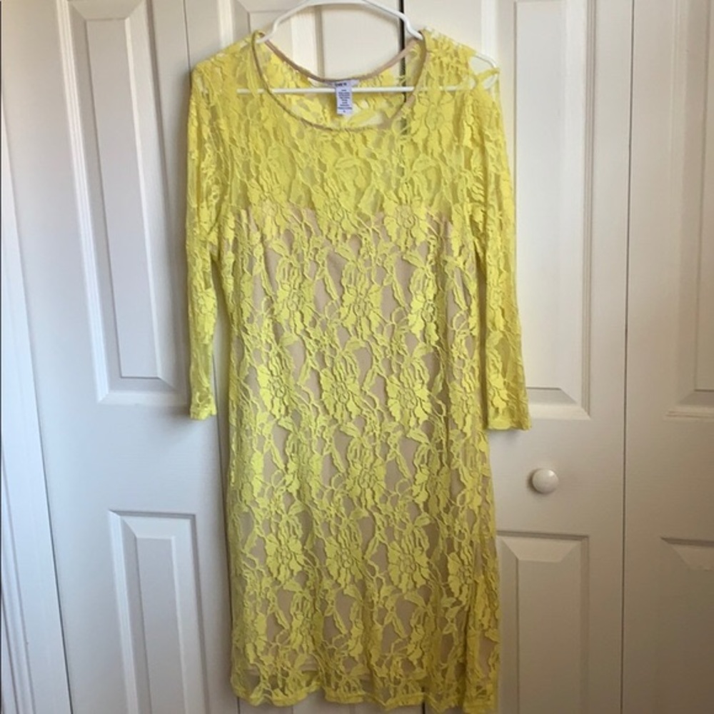 Bar III Yellow Lace Dress